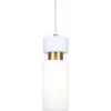 Стеклянный подвесной светильник Sonnet 1171/1S Brass белый цилиндр Escada