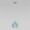Стеклянный подвесной светильник Lotus 50221/1 голубой форма шар Eurosvet