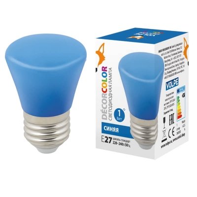 Лампочка светодиодная  LED-D45-1W/BLUE/E27/FR/С BELL Volpe