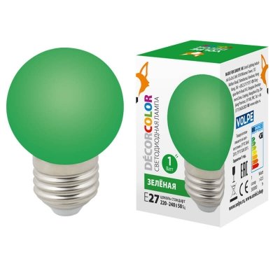 Лампочка светодиодная  LED-G45-1W/GREEN/E27/FR/С Volpe
