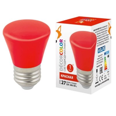 Лампочка светодиодная  LED-D45-1W/RED/E27/FR/С BELL Volpe