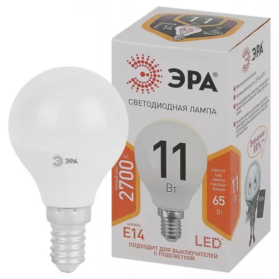 Лампочка светодиодная  LED P45-11W-827-E14 ЭРА
