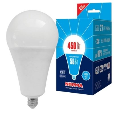 Лампочка светодиодная  LED-A140-55W/4000K/E27/FR/NR картон Volpe