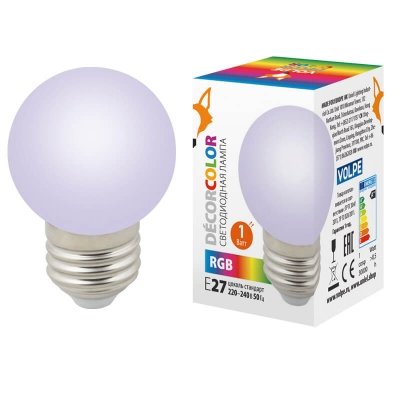 Лампочка светодиодная  LED-G45-1W/RGB/E27/FR/С Volpe