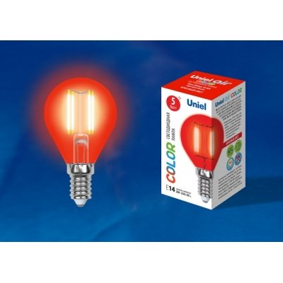 Лампочка светодиодная  LED-G45-5W/RED/E14 GLA02RD картон Uniel