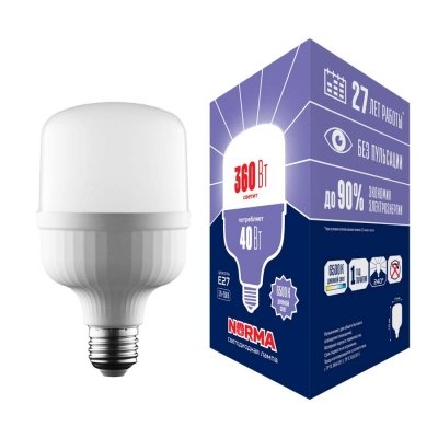 Лампочка светодиодная  LED-M80-40W/6500K/E27/FR/NR Volpe