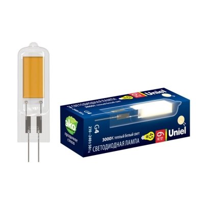 Лампочка светодиодная  LED-JC-220/6W/3000K/G4/CL GLZ08TR картон Uniel
