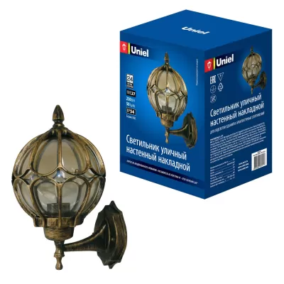 Настенный светильник уличный UUL-S90A 60W/E27 IP54 GOLD Uniel Настенный светильник уличный UUL-S90A 60W/E27 IP54 GOLD Uniel