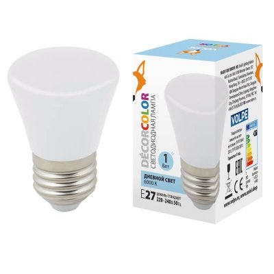 Лампочка светодиодная  LED-D45-1W/6000K/E27/FR/С BELL Volpe