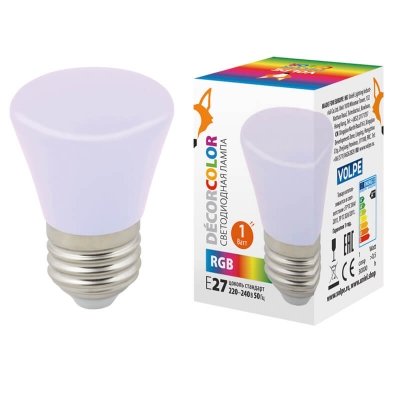 Лампочка светодиодная  LED-D45-1W/RGB/E27/FR/С BELL Volpe