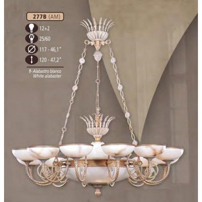 Подвесная люстра 277B 277B/12+2 AM WHITE ALABASTER Riperlamp