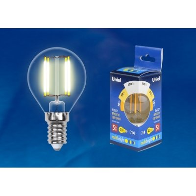 Лампочка светодиодная  LED-G45-5W/WW/E14/CL/MB GLM10TR картон Uniel