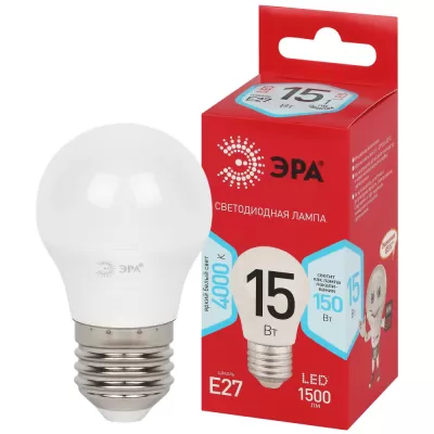 Лампочка светодиодная LED P45-15W-840-E27 R LED P45-15W-840-E27 R ЭРА Лампочка светодиодная LED P45-15W-840-E27 R LED P45-15W-840-E27 R ЭРА