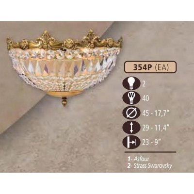 Настенный светильник 354P 354P/2 EA CRYSTAL ASFOUR Riperlamp