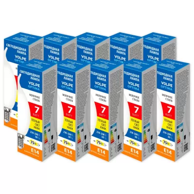 Лампочка светодиодная Optima Филамент LED-CW35-7W/3000K/E14/FR/SLF Набор из 10штук Volpe