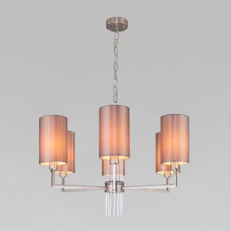 Подвесная люстра Soffio 60134/6 никель цилиндр бежевая Eurosvet Подвесная люстра Soffio 60134/6 никель цилиндр бежевая Eurosvet