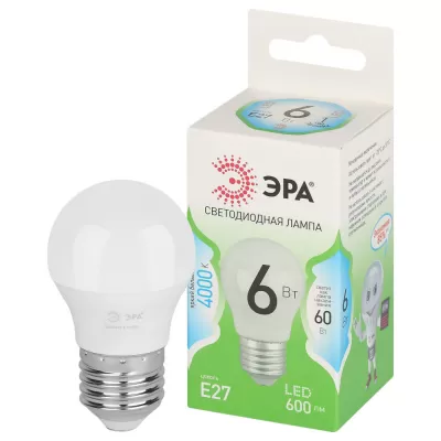 Лампочка светодиодная  LED P45-6W-840-E27 GL ЭРА