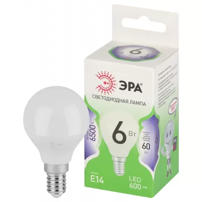 Лампочка светодиодная  LED P45-6W-865-E14 GL ЭРА