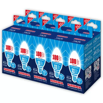 Лампочка светодиодная Norma LED-C37-11W/NW/E14/FR/NR Набор из 10штук Volpe Лампочка светодиодная Norma LED-C37-11W/NW/E14/FR/NR Набор из 10штук Volpe