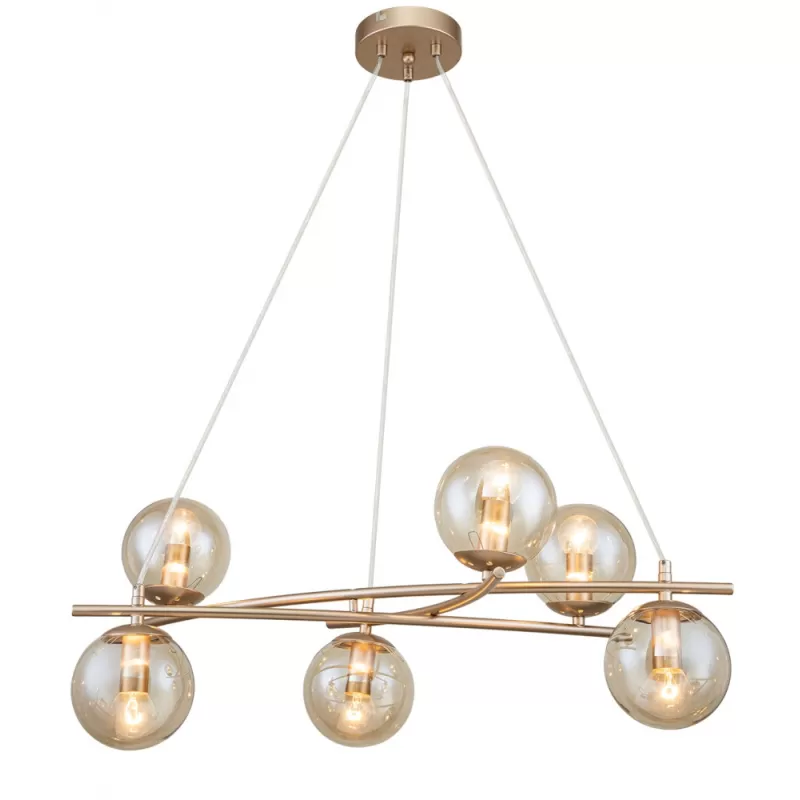 Стеклянный подвесной светильник Balance 1119/6S Gold форма шар цвет янтарь Escada Стеклянный подвесной светильник Balance 1119/6S Gold форма шар цвет янтарь Escada