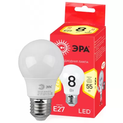 Лампочка светодиодная ECO LED A55-6W-827-E27 ECO LED A55-8W-827-E27 R ЭРА