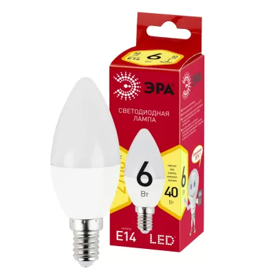 Лампочка светодиодная  LED B35-6W-827-E14 R ЭРА