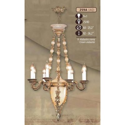 Подвесная люстра 259A 259A/9+1 AQ CREAM ALABASTER Riperlamp