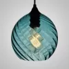 Стеклянный подвесной светильник  Cl-Rib01 форма шар ImperiumLoft