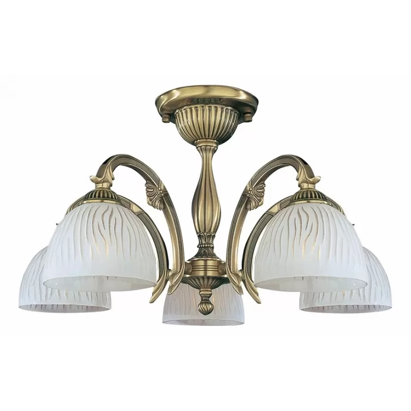 Стеклянная потолочная люстра 5670 PL 5670/5 белая Reccagni Angelo Стеклянная потолочная люстра 5670 PL 5670/5 белая Reccagni Angelo