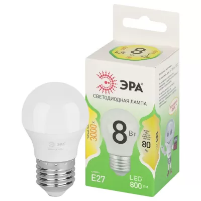 Лампочка светодиодная  LED P45-8W-830-E27 GL ЭРА