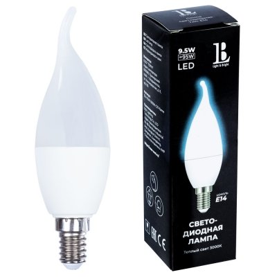 Лампочка светодиодная  E14-9,5W-3000К-C37-flame_lb L&B