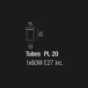 Стеклянный точечный светильник TUBES PL TUBES 20 FU NI Vistosi