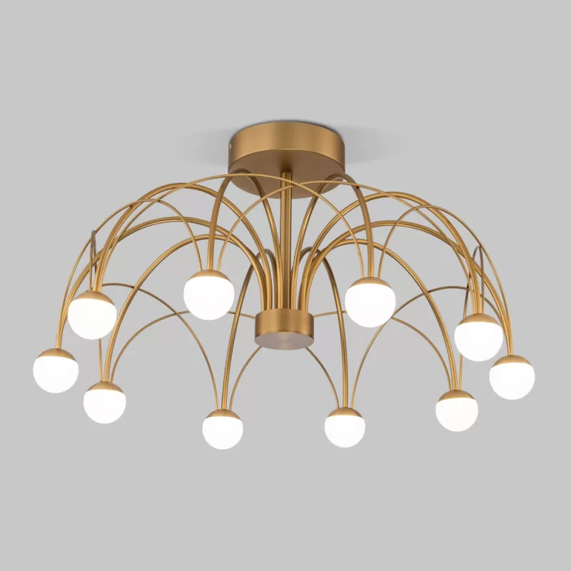 Стеклянная потолочная люстра Ragno 90031/10 LED золото белая форма шар Eurosvet Стеклянная потолочная люстра Ragno 90031/10 LED золото белая форма шар Eurosvet