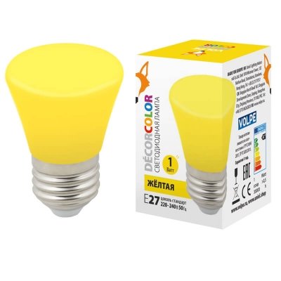 Лампочка светодиодная  LED-D45-1W/YELLOW/E27/FR/С BELL Volpe