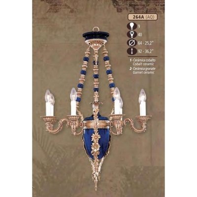 Подвесная люстра 264A 264A/9 AQ COBALT/GARNET CERAMIC Riperlamp