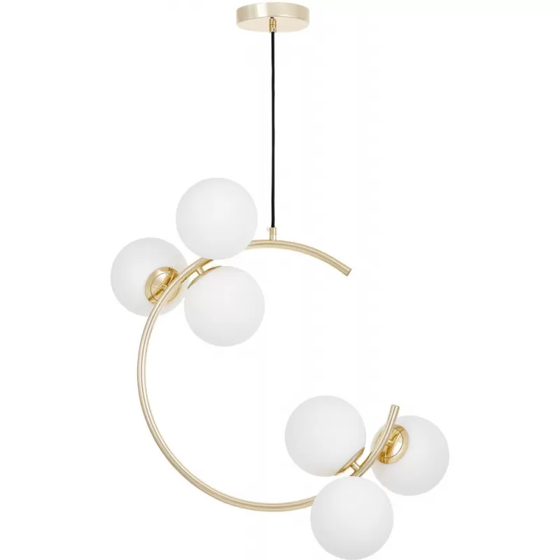 Стеклянный подвесной светильник Bonio LDP 7031-6 F.GD белый форма шар Lumina Deco Стеклянный подвесной светильник Bonio LDP 7031-6 F.GD белый форма шар Lumina Deco