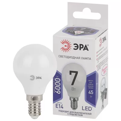 Лампочка светодиодная  LED P45-7W-860-E14 ЭРА