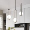 Стеклянный подвесной светильник  HOOP-TRIO01 форма шар белый ImperiumLoft