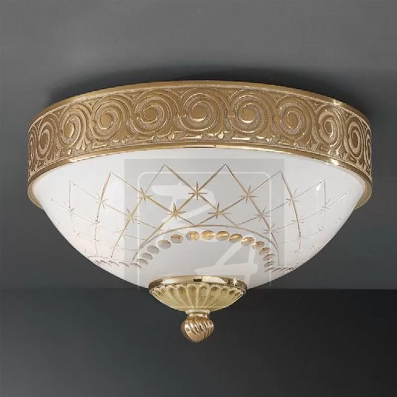 Стеклянная потолочная люстра 7212 PL 7212/2 белая Reccagni Angelo Стеклянная потолочная люстра 7212 PL 7212/2 белая Reccagni Angelo