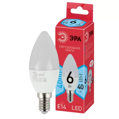 Лампочка светодиодная ECO LED B35-6W-840-E14 ECO LED B35-6W-840-E14 ЭРА