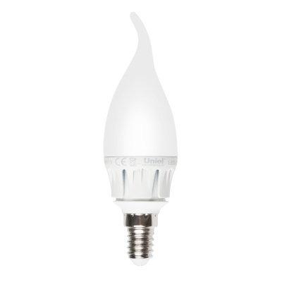 Лампочка светодиодная  LED-CW37-6W/NW/E14/FR ALM01WH пластик Uniel