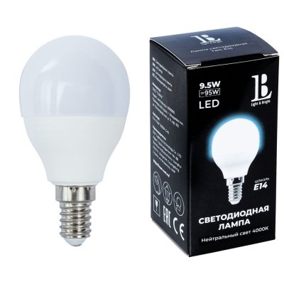 Лампочка светодиодная  E14-9,5W-4000К-G45_lb L&B