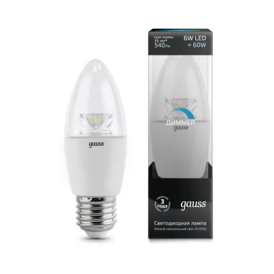Лампочка светодиодная Candle Crystal Clear 103202206-D Gauss