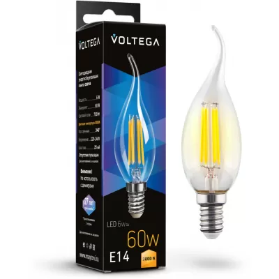 Лампочка светодиодная Candle wind 6W 7209 Voltega
