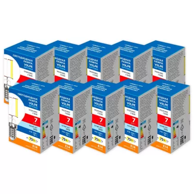 Лампочка светодиодная Optima Филамент LED-G45-7W/4000K/E14/CL/SLF Набор из 10штук Volpe