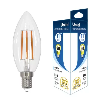 Лампочка светодиодная ACTION LED-C35-11W/4000K/E14/CL GLA03TR Uniel