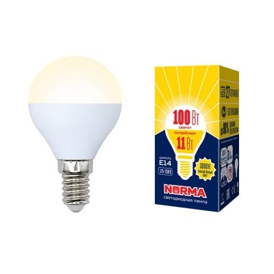 Лампочка светодиодная  LED-G45-11W/WW/E14/FR/NR картон Volpe