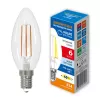Лампочка светодиодная филаментная Optima Филамент Dim LED-C35-6W/4000K/E14/CL/DIM/SLF Volpe