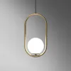 Стеклянный подвесной светильник  HOOP-B01 белый форма шар ImperiumLoft