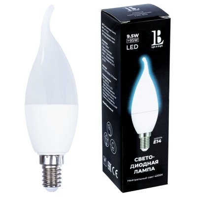Лампочка светодиодная  E14-9,5W-4000К-C37-flame_lb L&B